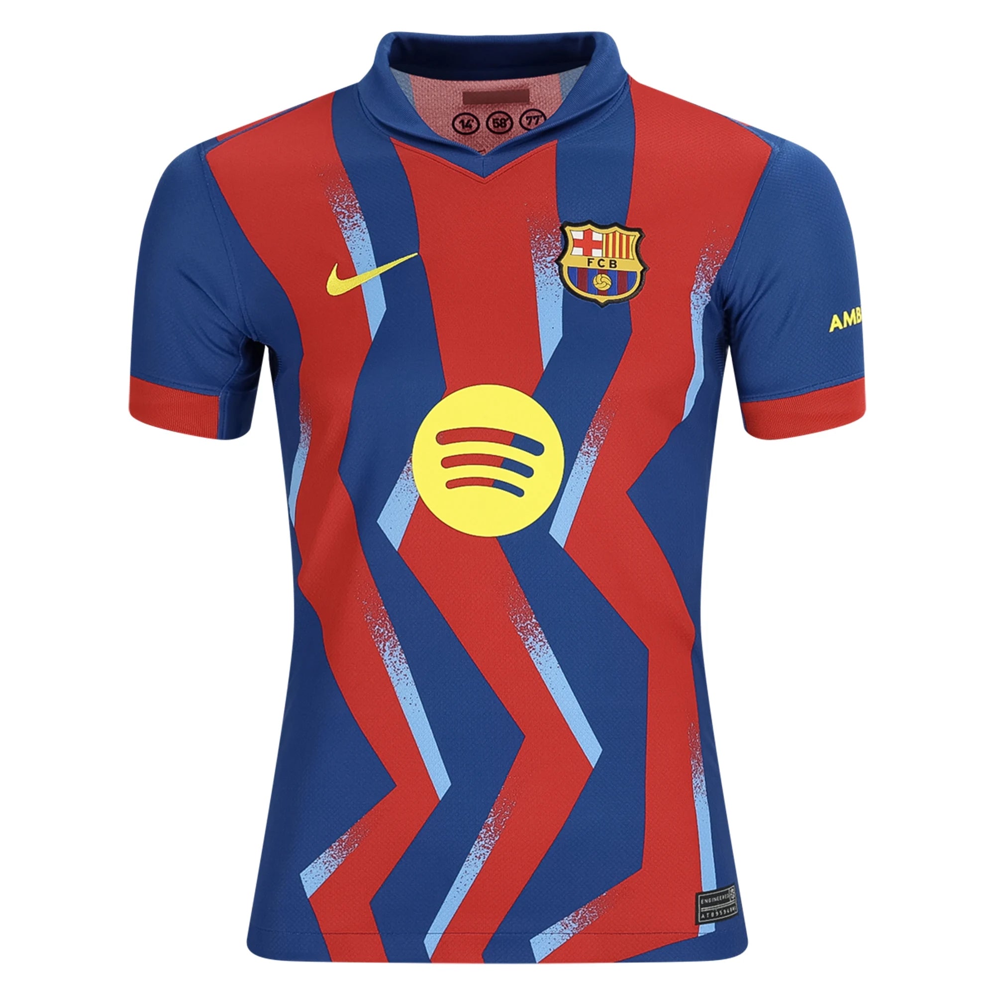 Nike Youth  Bernal FC Barcelona 4th Soccer Jersey 25/26 (Gym Blue/Salsa Red)