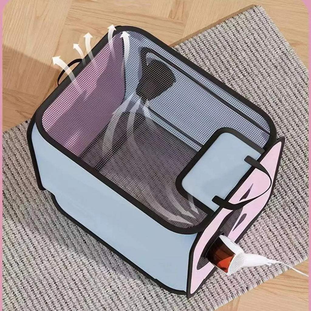 Pet Drying Box Dryer Cage Convenient Portable Foldable Box for Cats and Dogs