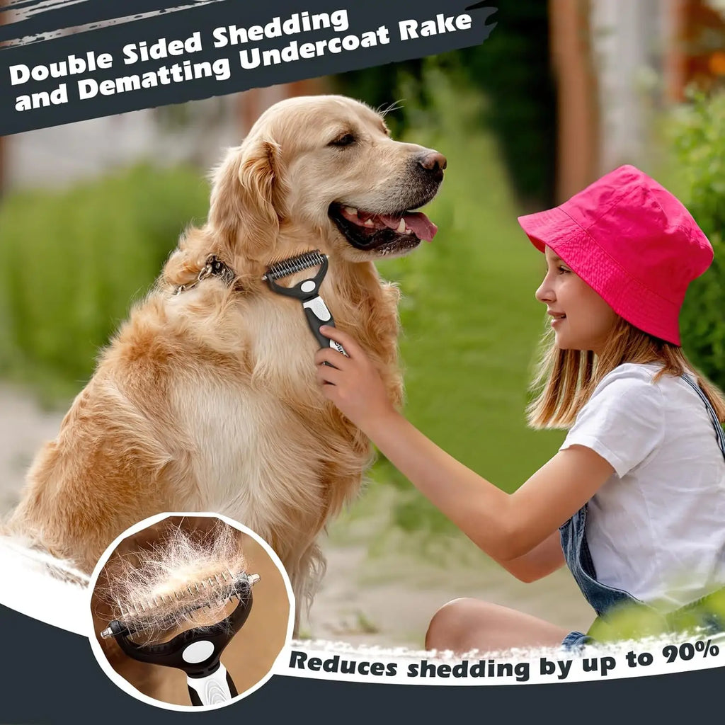 Professional 3Pcs/Set Pet Grooming Brush Set for Shedding Control Massage Bathing Deshedding Tool Dogs Cats Efficient